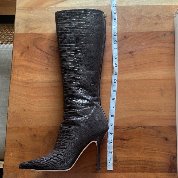 Jimmy Choo IDAHO Lizard Print Leather High Knee pointed toe Boots Size 37 - Picture 9 of 10